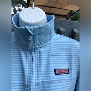 New Women’s Vineyard Vines Striped Sankaty Shep Shirt in color Crystal Blue XS